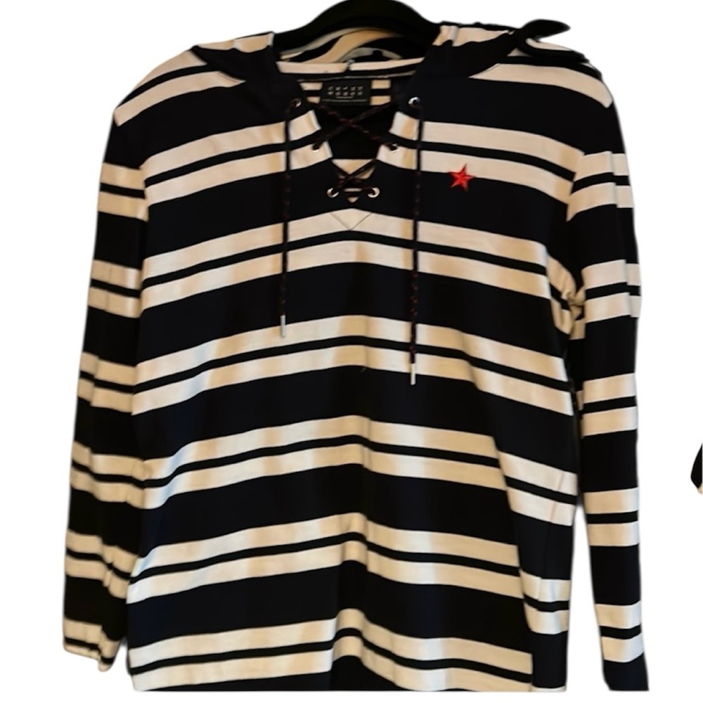 Liz Claiborne Crazy Horse Hooded Pullover Top